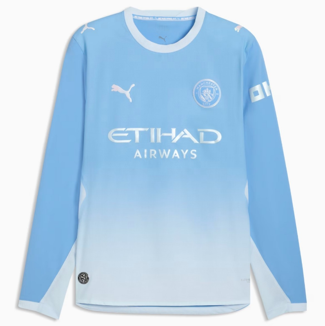 2026-27 Manchester City Home Long Sleeve Soccer Jersey Shirt Authentic Version
